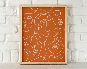 Masquerade | Abstract Wood Sign | Minimalist Painting | Single Line Art | Woman Face One Line Drawing | Female Silhouette Art