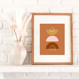 Retrospect | Giclee Art Print | Boho Artwork | Print Only | Abstract Art | Geometric Shapes | Boho Rainbow Art | Desert Colors | Minimalist