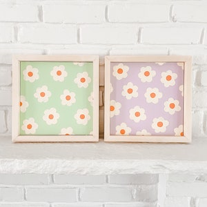 Retro Daisies | Floral Wood Sign | Flower Painting | Daisy Flowers | Boho Art | Floral Painting | Boho Artwork | Floral Pattern
