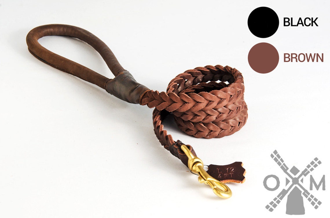 Braided Leather Dog Leash With Round Leather Handle for Every Etsy