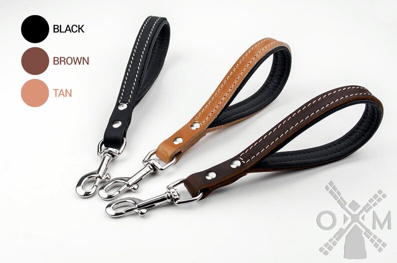 Short Dog Lead with Stainless Steel Snap Hook and Black Nappa Etsy