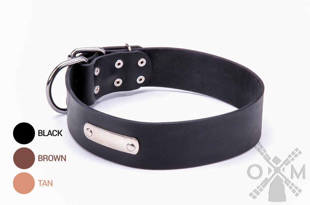 Extra Wide Dog Collar With ID Name Tag 2 Inch 50 Mm Width Etsy