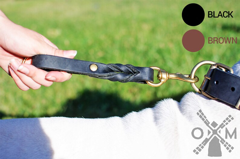Braided Leather Pull Tab for Dogs / Traffic Lead model Etsy