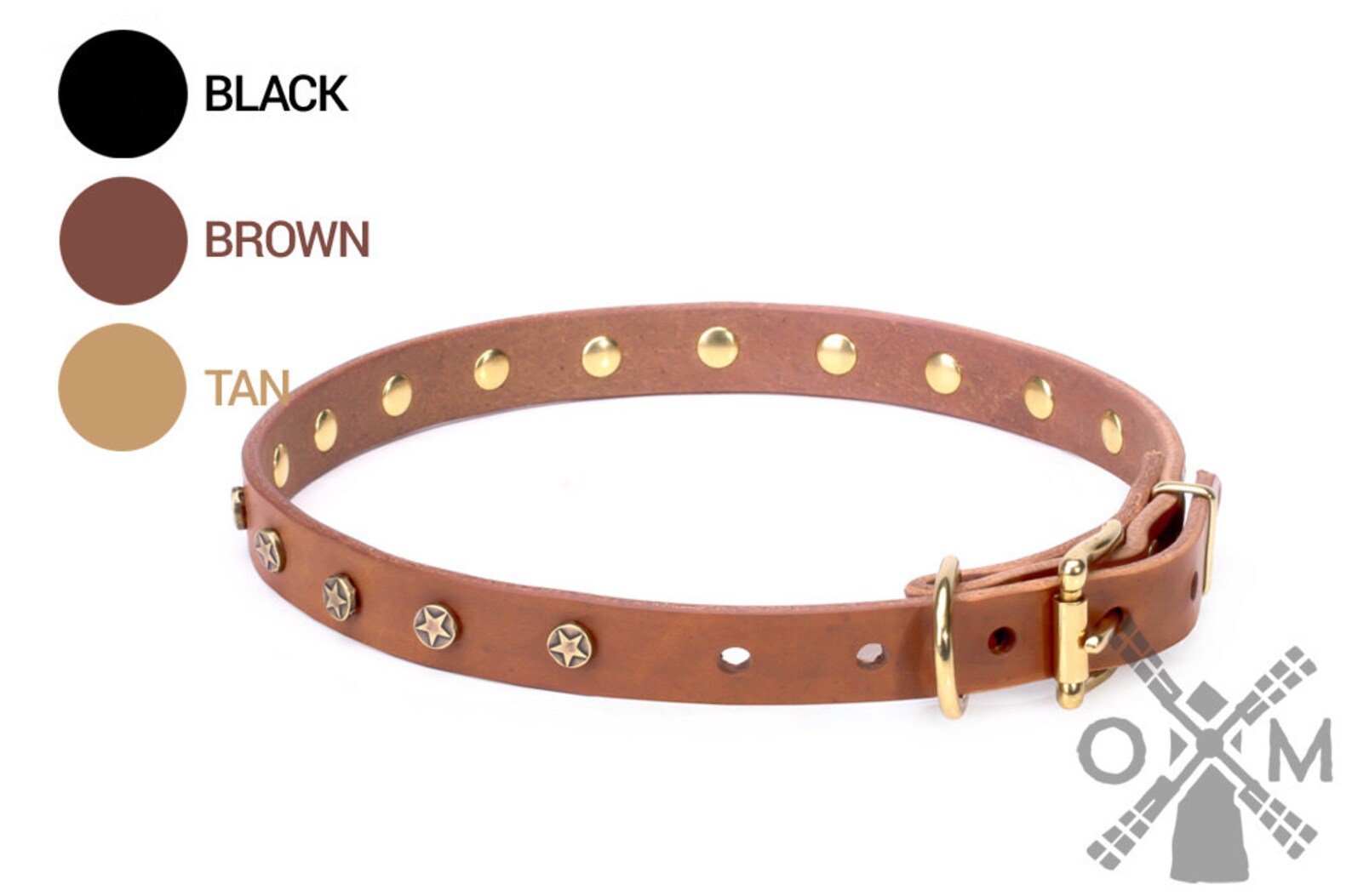 Narrow Dog Collar Made of Leather With Brass Plated Etsy