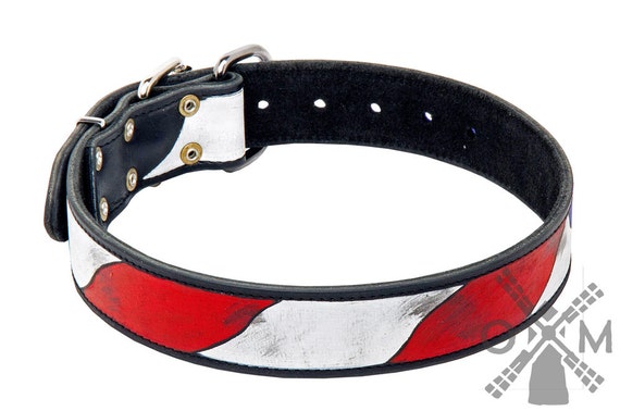 painted leather dog collar