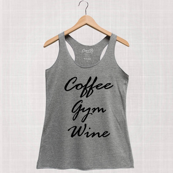Coffee Gym Wine Tank Top: Women's Fitness Graphic Tee