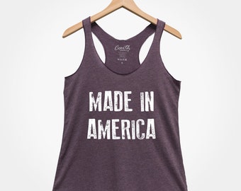 Made in America, USA Tank, 4th of July Shirt, Women's Racerback Tank, Merica Shirt, Funny Tank Top, Beach Tank Top, Party Shirt