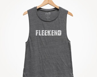 Fleekend Women's Muscle Tank Top: Humor Workout Tee