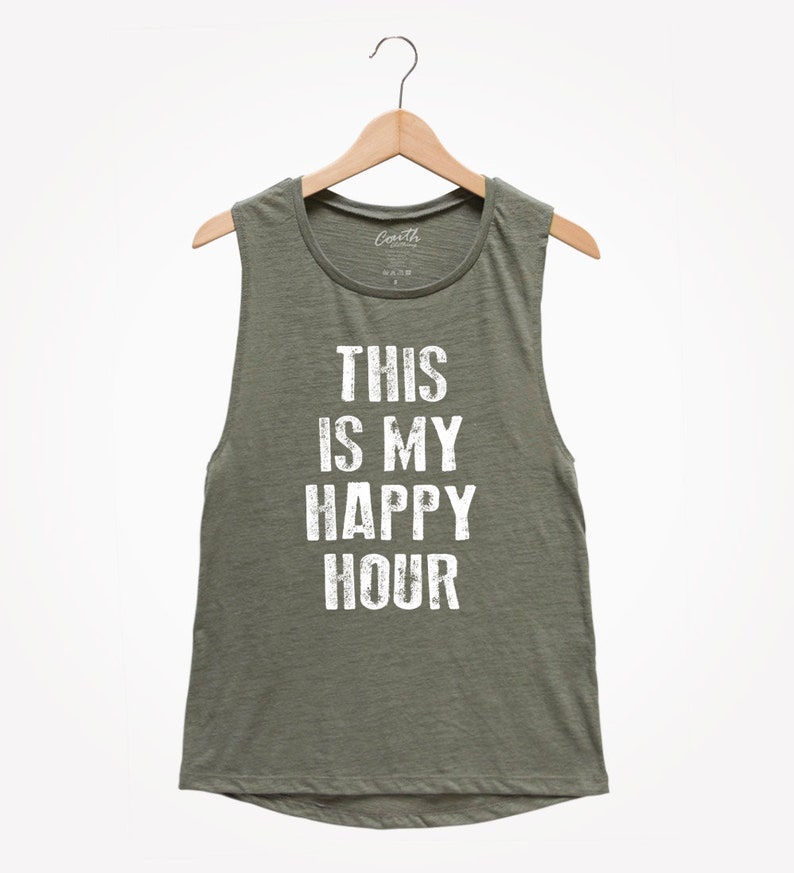 Yoga Tank Top Funny Tank Top Fitness Tank Top This is My Happy Hour Women/'s Muscle Tee Workout Tank Top Muscle Tank Top