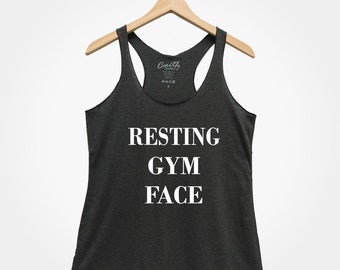 Resting Gym Face Racerback Tank Top - Women's Workout Apparel