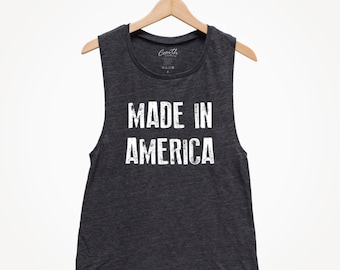 Made In America Tank Top: Women's Patriotic Muscle Tee