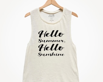 Hello Summer Muscle Tank Top: Women's Vacation Tee