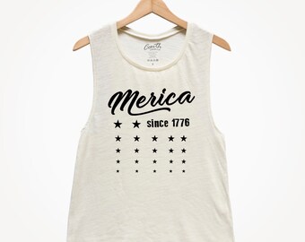 4th of July Tank Top: Women's 'Merica Since 1776' Muscle Tee