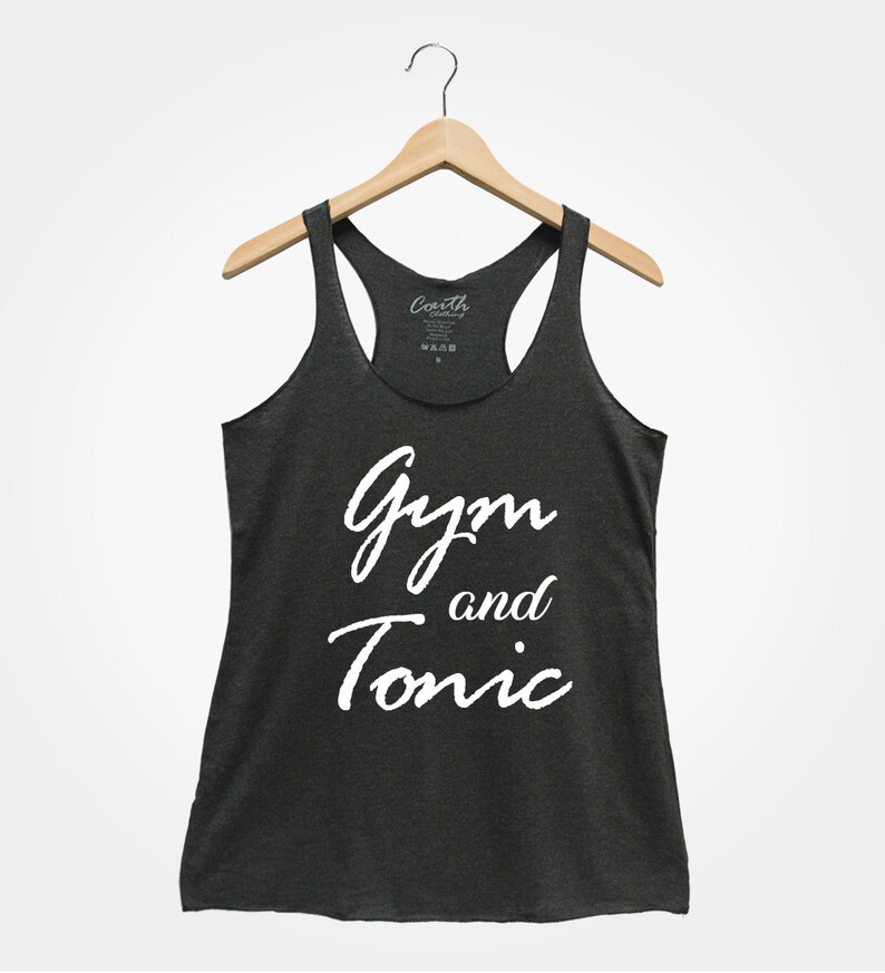 Gym and Tonic, Women's Tank Top, Party Shirt, Gym Tank Top, Drinking Tank Top, Funny Top, Gift For Women, Wife image 2