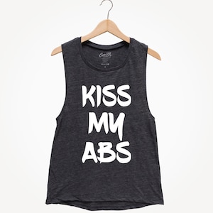 Kiss My Abs Workout Tank Top - Women&#39;s Muscle Tee