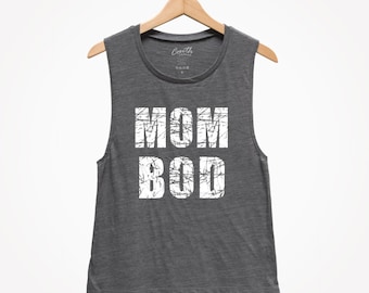 Camiseta sin mangas con músculos Mom Bod - Camiseta de corte relajado para mujer
