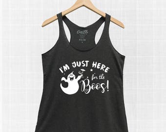 Halloween Tank Top, I'm Here Just For The Boos Tank Top, Women's Tank Top, Racerback Tank Top, Funny, Party Costume, Cute Tank Top, Gift