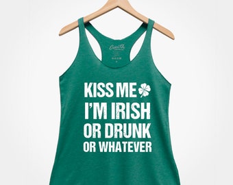 Kiss Me I'm Irish Tanktop: groen St. Patrick's Day-shirt