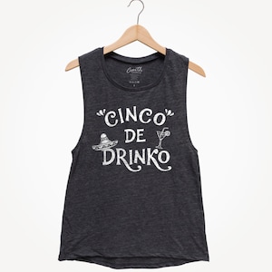 Cinco de Drinko, spier-T-shirt voor dames, spiertanktop, drinktanktop, grappige tanktop, Cinco de Mayo, feestshirt