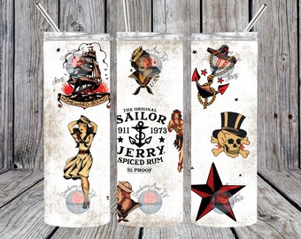 Sailor Jerry 20oz tumbler sublimation png