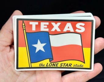 Pegatina vintage de Texas / Calcomanía retro de estilo vintage del Estado de la Estrella Solitaria / Pegatina de vinilo impermeable de Texas / Recuerdo del Oeste / Pegatina para portátil