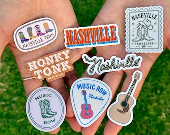 Pegatina de Nashville, pegatina de recuerdo de Nashville, pegatina de la ciudad de la música, calcomanía de vinilo de Tennessee, pegatina de Honky Tonk, regalo de música country