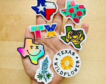 Mini Texas Sticker - Texas Wildflower Stickers - Yellow Rose, Bluebonnet, Sunflower - Texas Souvenir - Wedding Gift - Party Favor