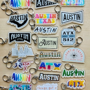 Austin Keychain, Austin Texas Keychain, Gift, Austin Souvenir, Cute Keychains, Purse Charm, Bag Charm