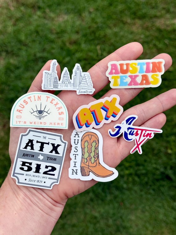 Austin Texas Event Stickers – Mini Stickers for Corporate Swag, Welcome Bags & Party Favors Conference Gifts, Giveaways, bachelorette favors