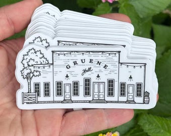 Pegatina de Gruene Hall / Pegatina de vinilo de música country de Texas / Calcomanía de salón de baile histórico de Texas / Regalo del oeste de Texas / Pegatina impermeable