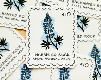 Enchanted Rock Sticker - Texas State Park Vinyl Decal - Hiking Adventure Souvenir - Nature Lover Gift - Bluebonnet Sticker - Stamp Sticker