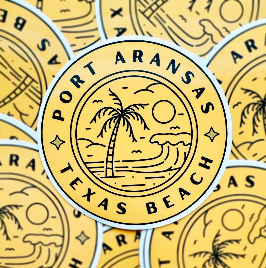 Port Life Sticker Port Aransas Texas Beach Sticker - Beach Sticker - Vintage Coastal ...