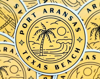 Port Aransas Texas Beach Sticker - Beach Sticker - Vintage Coastal Vinyl Decal - Surf, Sun, and Sand Aesthetic - Beach Lover's Gift