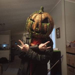 Bad Ass Pumpkin Mask, an Evil Gourd Pumpkin Latex Face Mask