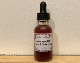 Ashwagandha, Cacao & Rose Elixir // Organically Grown Botanical Extract / Wildcrafted Plants