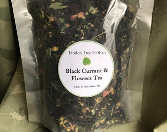 Blackcurrant & Flowers Black Tea Blend // Organic, Hand-blended Black Tea with Linden and Rose