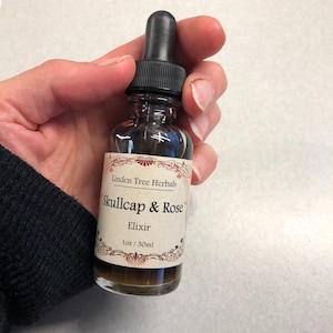 Skullcap + Rose Elixir // Wildcrafted Botanical Plant Extract / Organic Herbal Tincture image 1