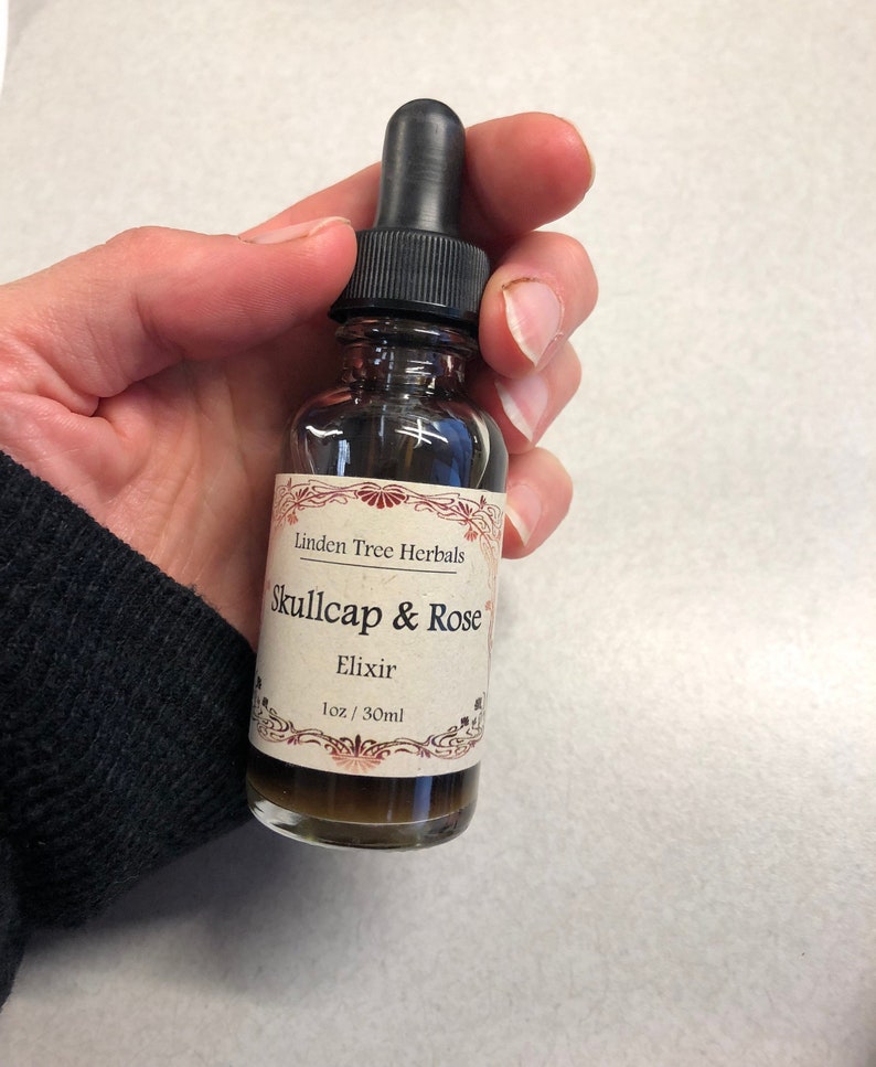 Skullcap + Rose Elixir // Wildcrafted Botanical Plant Extract / Organic Herbal Tincture image 1