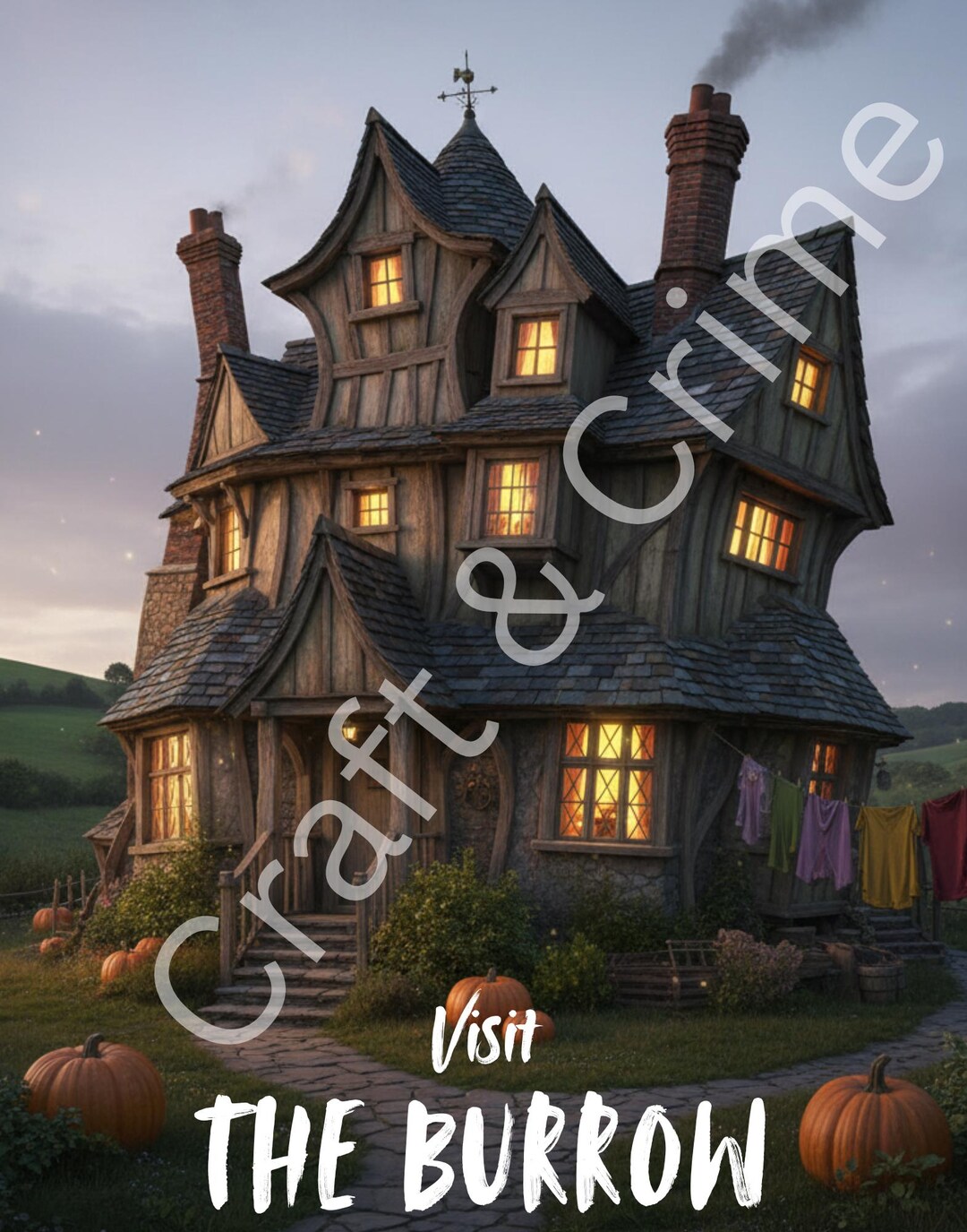 The Burrow Digital Print (PNG) - Inspired by JK Rowling's Harry Potter ...
