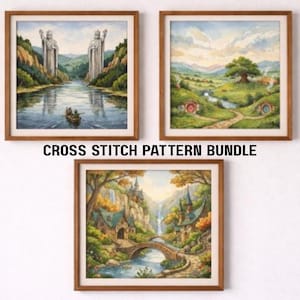 Lord of the Rings Cross Stitch Pattern Bundle | LOTR Patterns | Fantasy Cross Stitch | PDF Pattern Set | Tolkien Inspired Decor