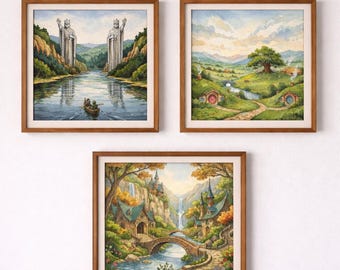 Lord of the Rings Cross Stitch Pattern Bundle | LOTR Patterns | Fantasy Cross Stitch | PDF Pattern Set | Tolkien Inspired Decor