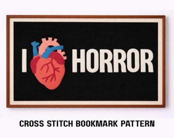 Horror Bookmark Cross Stitch Pattern | PDF Instant Download | Reader Gift | Horror Fan