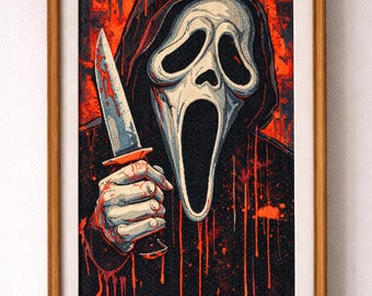 Scary Mask Cross Stitch Pattern | PDF Instant Download | Horror Icon | Intermediate Level