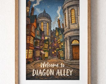 Magical Village Cross Stitch Pattern | PDF Instant Download | Fantasy Wizarding Town | Intermediate Level