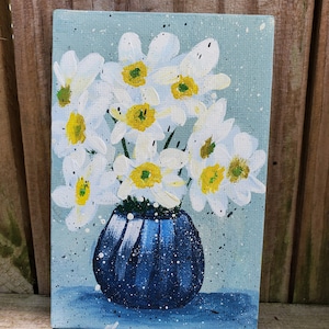 4x6 Floral Canvas Painting Daisies