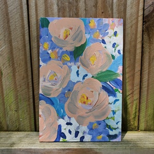 4x6 Floral Canvas Painting Peonies in Vase