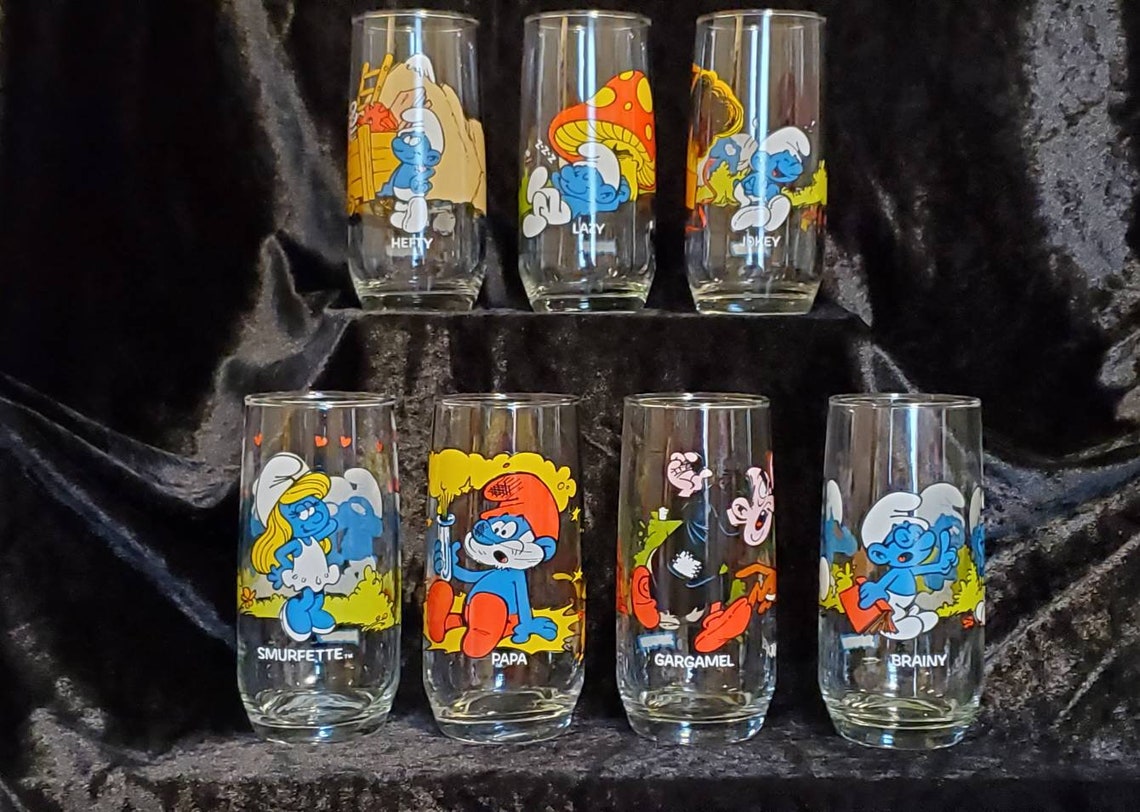 Smurf Glasses Vintage Smurf Glasses 1980s Smurf Glasses Etsy