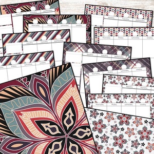 Entire Printable Planner Pages - Week - Month - Bullet Journal - Lined Paper - Vertical - Monday Start - 9x7 - 8.5x11 - Persia Collection