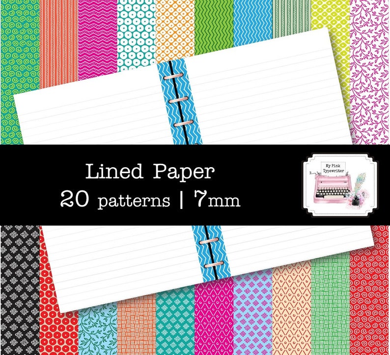 20 Patterns Lined Paper Letter Size | Journal Diary Notebook Refill ...