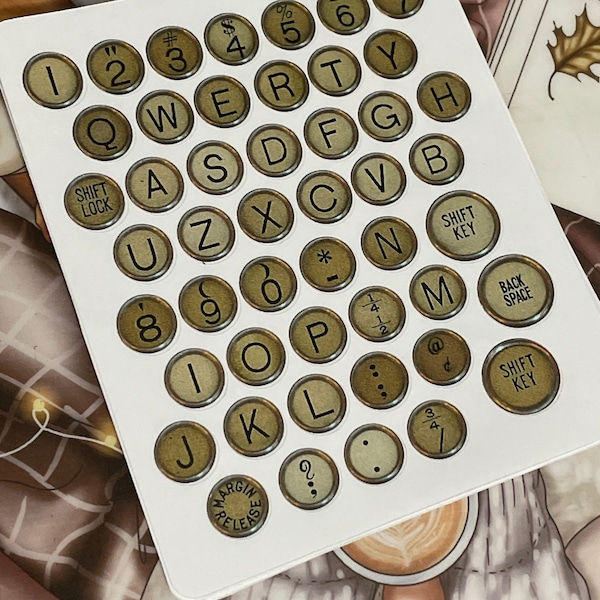 typewriter keys - alphabet - steampunk letters - planner stickers - Vintage - Steampunk